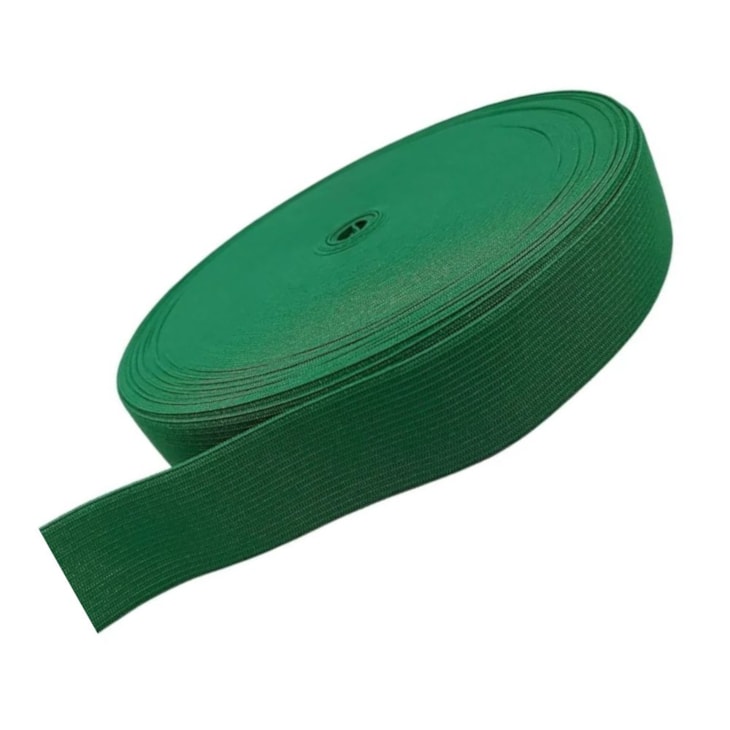 Elástico Grosso 3cm Chato Verde Bandeira Marpax com 25m