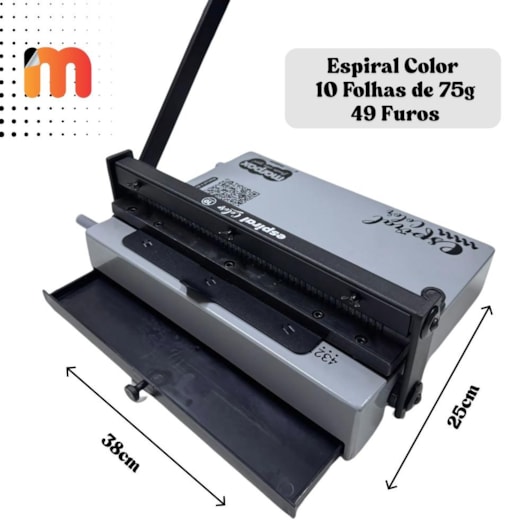 Encadernadora Espiral Color Preta Manual A4 Marpax 10Fls