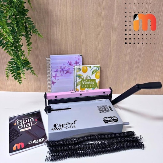 Encadernadora Espiral Color Rosa Manual A4 Marpax 10Fls 
