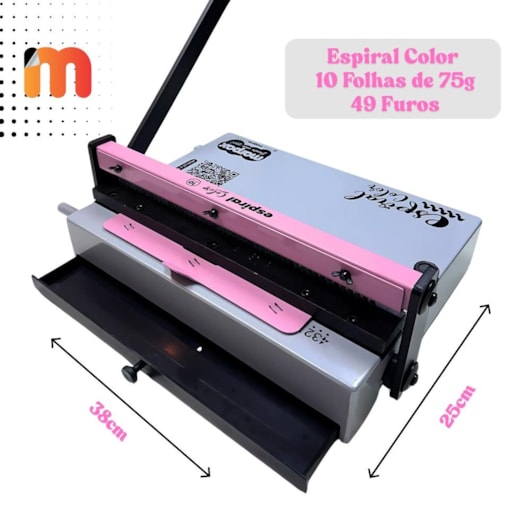 Encadernadora Espiral Color Rosa Manual A4 Marpax 10Fls 