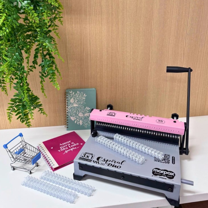 Encadernadora Espiral Duo 3x1 Rosa Furo Redondo Marpax 12kg