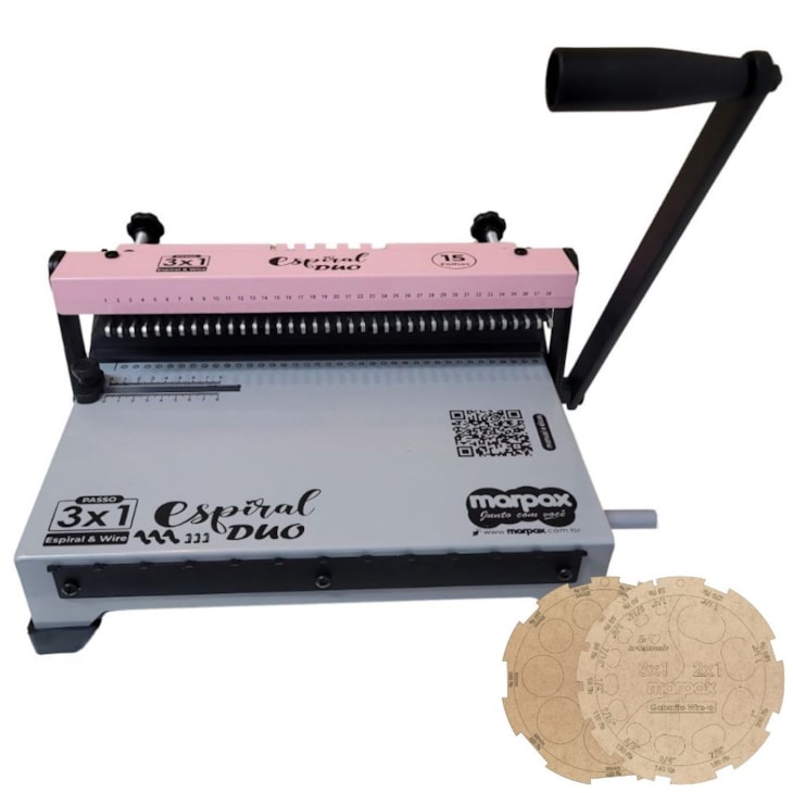 Encadernadora Espiral Duo 3x1 Rosa Furo Redondo Marpax 12kg