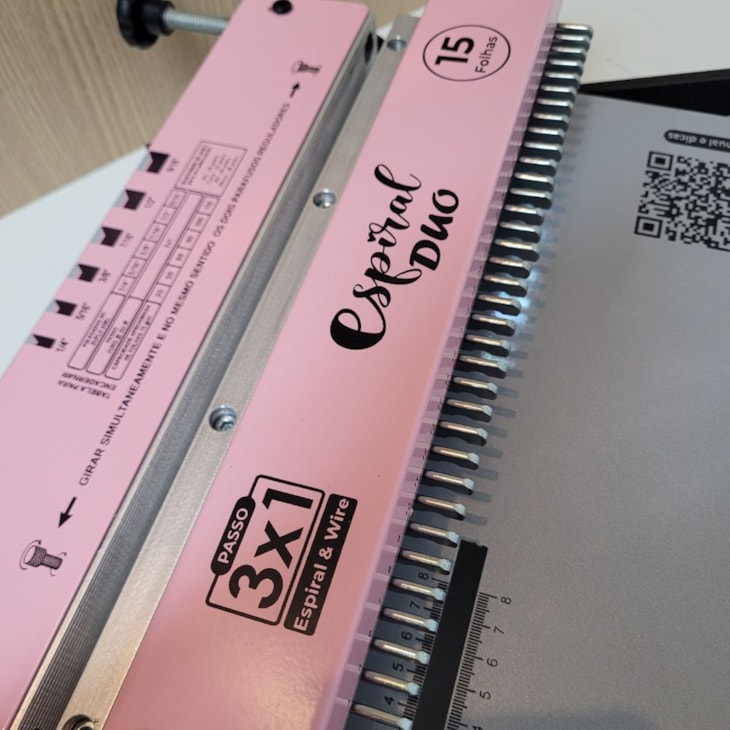 Encadernadora Espiral Duo 3x1 Rosa Furo Redondo Marpax 12kg