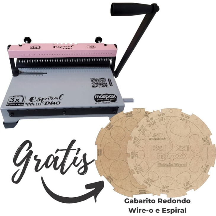 Encadernadora Espiral Duo 3x1 Rosa Furo Redondo Marpax 12kg