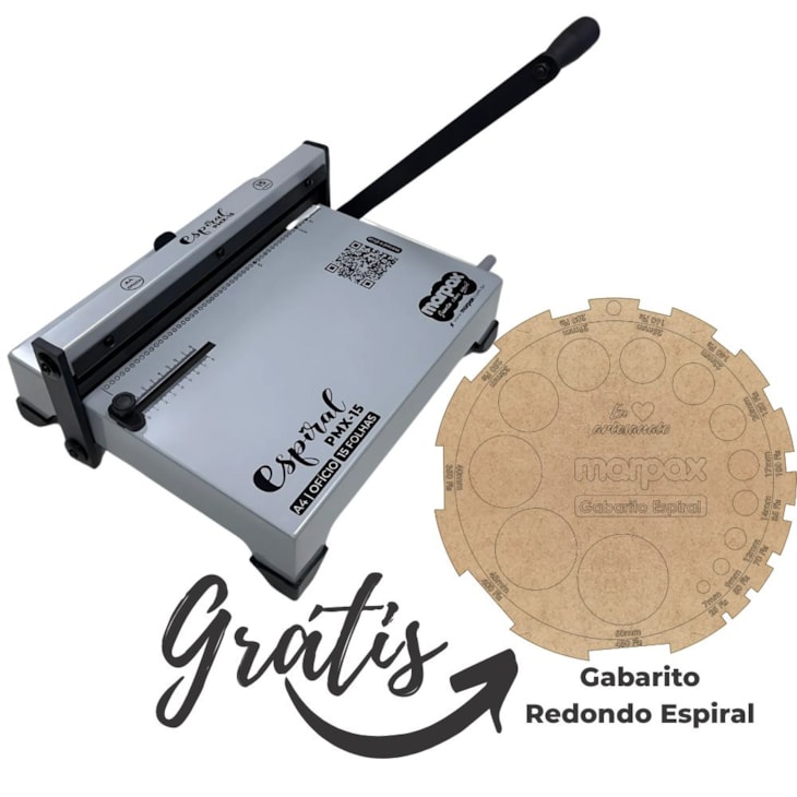 Encadernadora Espiral  Espiramatic Ofício Cinza Marpax 15fls