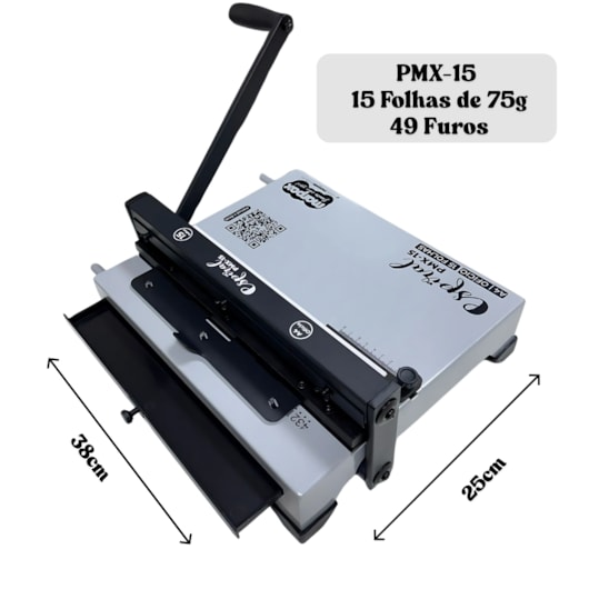 Encadernadora Espiral  Espiramatic Ofício Preta Marpax 15Fls
