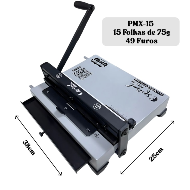 Encadernadora Espiral  Espiramatic Ofício Preta Marpax 15Fls