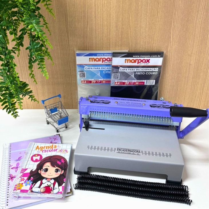 Encadernadora Espiral Flex 3x1 Lilás Manual Standard Marpax