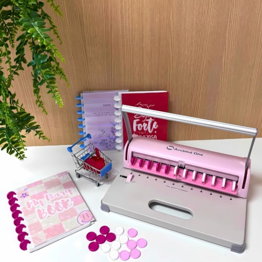 Encadernadora Furo Cogumelo Para Discos Soft Rosa Marpax