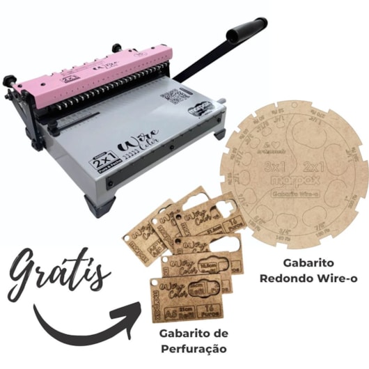 Encadernadora Wire Color Rosa Conjugada Passo 2x1 15 Fls Marpax