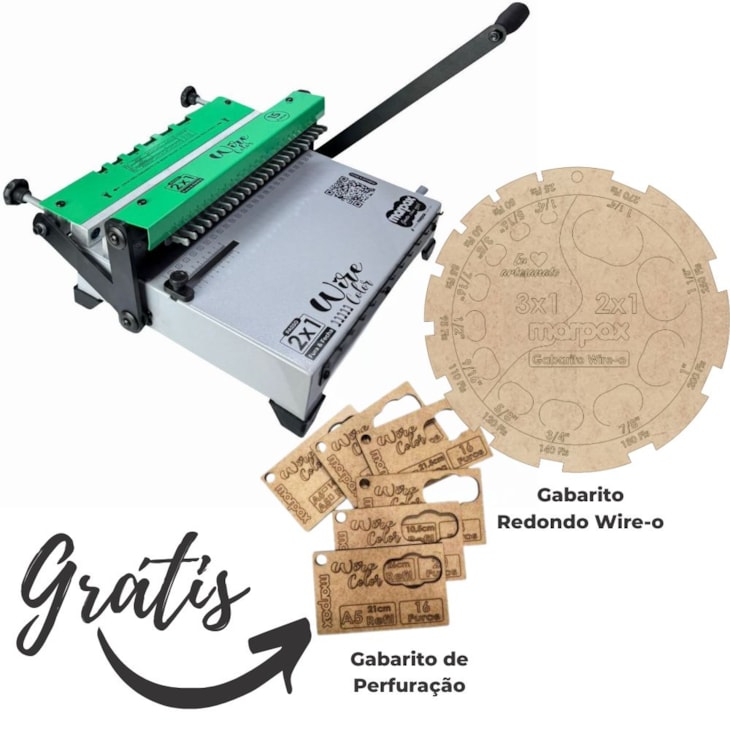 Encadernadora Wire Color Verde Conjugada Passo 2x1 15 Fls Marpax