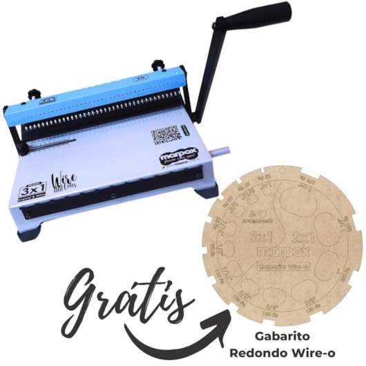 Encadernadora Wire-o Color 3x1 Azul Furo Quadrado Marpax