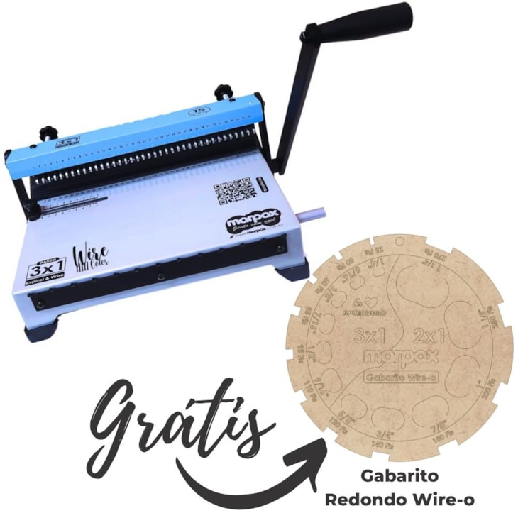 Encadernadora Wire-o Color 3X1 Azul Furo Quadrado Marpax