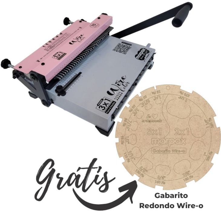 Encadernadora Wire-o Color 3X1 Rosa Furo Quadrado Marpax