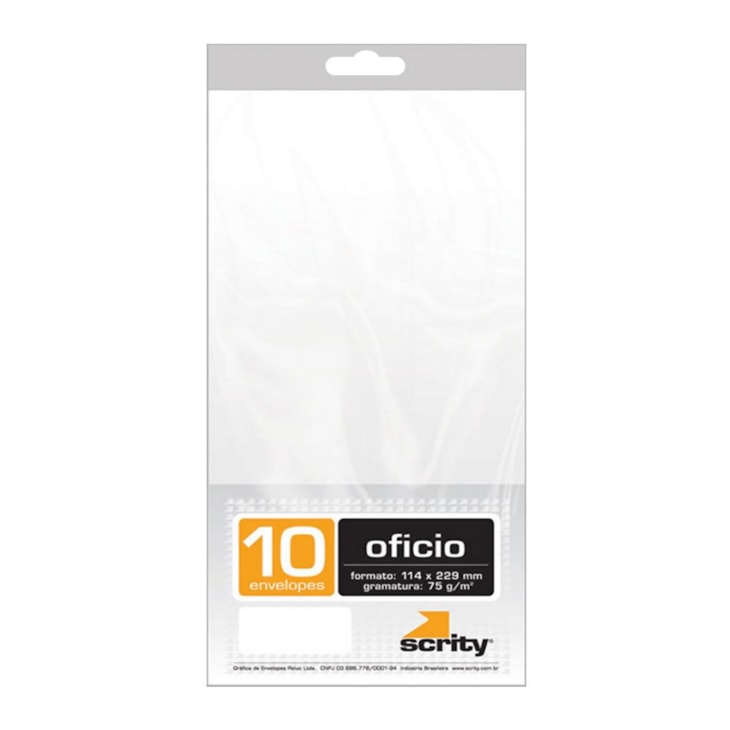 Envelope Ofício Liso Branco COF140 114x229mm Scrity 10un