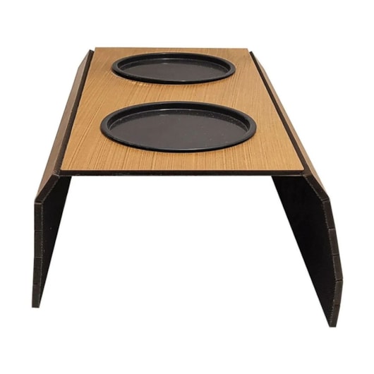Esteira Para Braco De Sofa Com Porta Copos Marrom Rustico Mdf Madeira Marpax