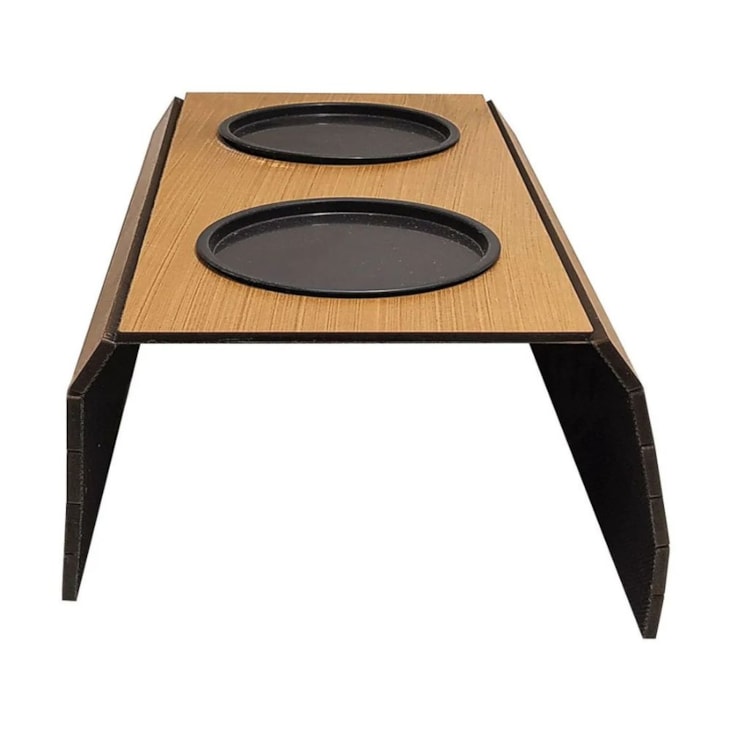 Esteira Para Braco De Sofa Com Porta Copos Marrom Rustico Mdf Madeira Marpax