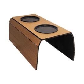 Esteira Para Braco De Sofa Com Porta Copos Marrom Rustico Mdf Madeira Marpax