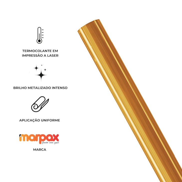 Foil Dourado Brilho Hot Stamping 22cmx10 metros Marpax 01un