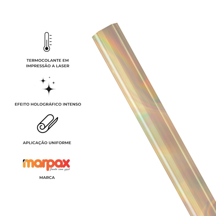 Foil Dourado Holográfico Hot Stamping 22cmx10m Marpax 01un