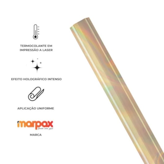 Foil Hot Stamping Holográfico Dourado 15 Micras 21,5cmX 10m Marpax 1un