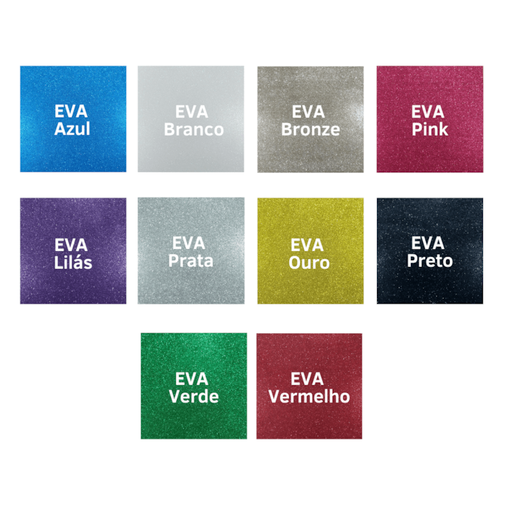 Folha de EVA Glitter Cores Sortidas 40X48cm Marpax 10un 