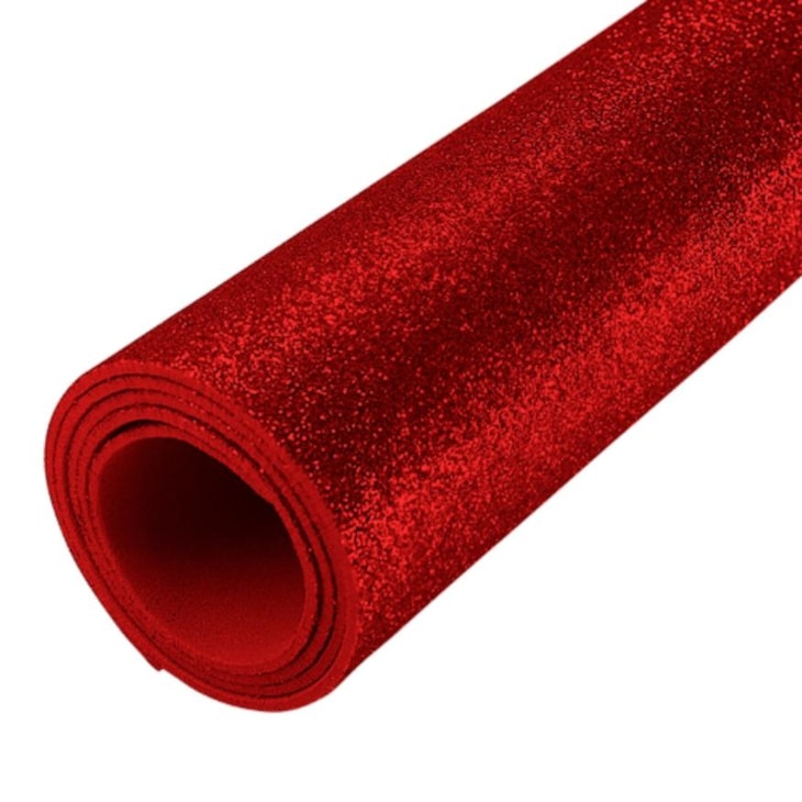 Folha de EVA Glitter Vermelho 40x48cm 1,5mm pacote com 10 un