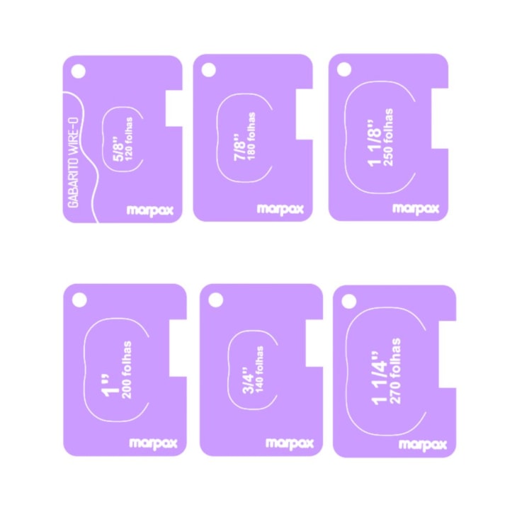 Gabarito para Wire-o 2X1 com 6un em Acrílico Lilás Marpax