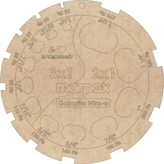 Gabarito Redondo para Wire-o 2x1 e 3x1 MDF Marpax