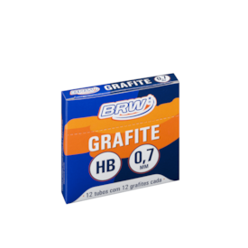 Grafite 0.7mm HB com 12 Unidades BRW - Caixa c/ 12 tubos