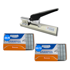 Grampeador Profissional GW390 100 fls + Grampos 23/8 e 23/13