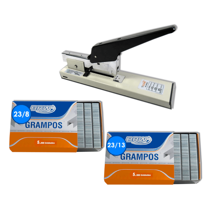 Grampeador Profissional Gw390 100fls + Grampos 23/8 e 23/13
