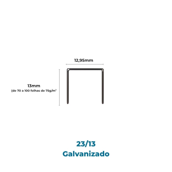 Grampo Para Grampeador 23/13 Caixa Com 1000un Até 100 Fls