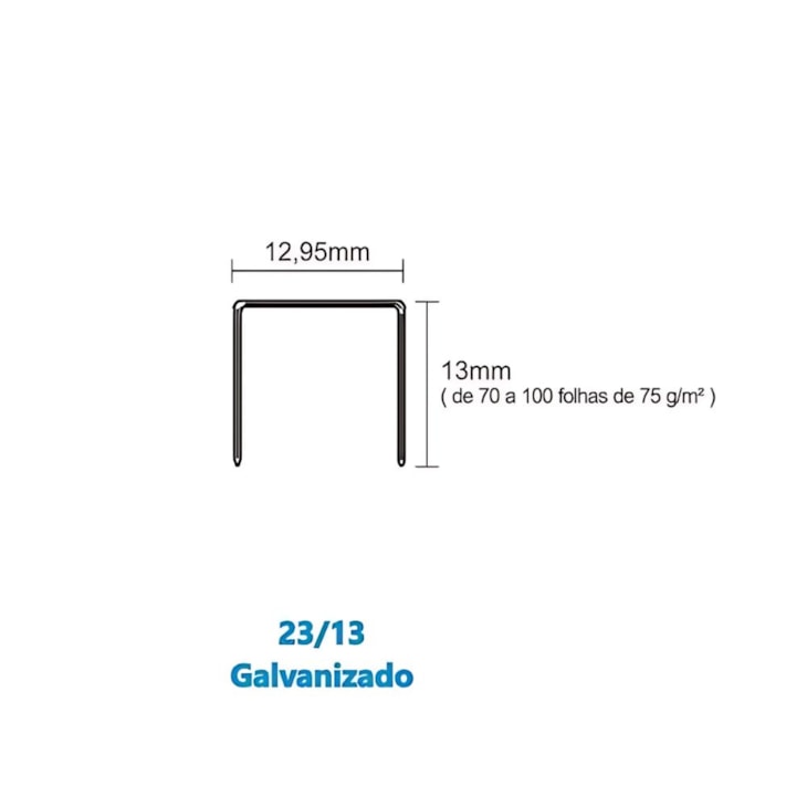 Grampo para Grampeador 23/13 Galvanizado Bacchi com 5000un