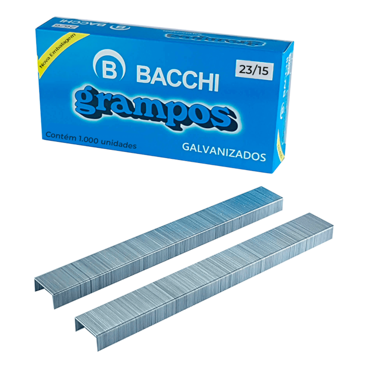 Grampo para Grampeador 23/15 120fls Galvanizado Bacchi 1000un
