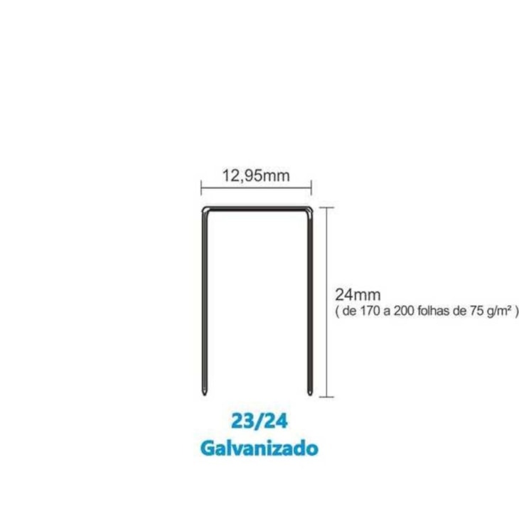 Grampo Para Grampeador 23/24 Caixa Com 1000un Até 200 Fls