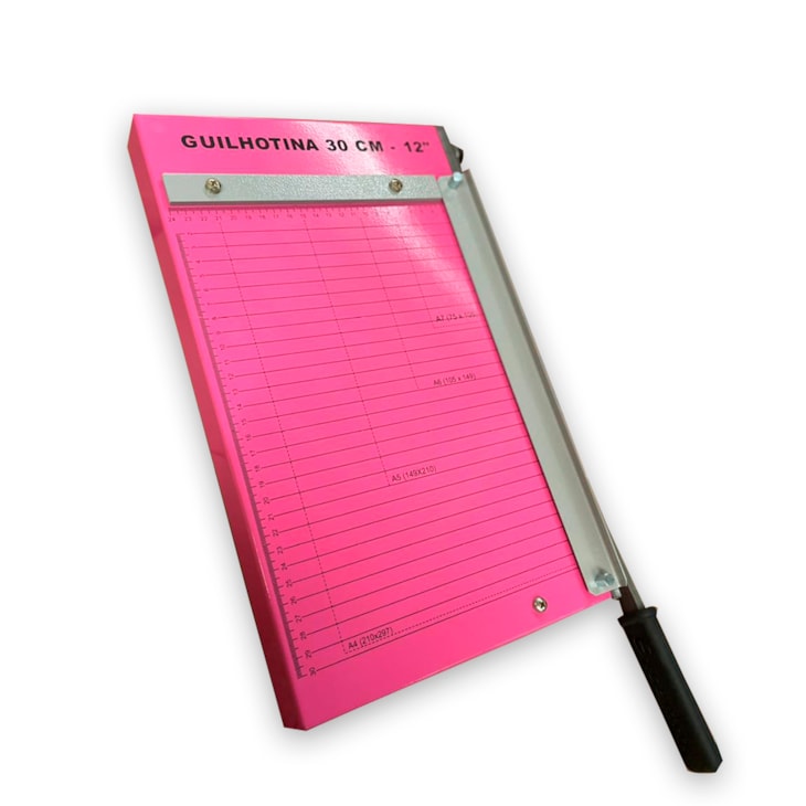 Guilhotina de Papel Manual Rosa 30CM em Aço Marpax 12 folhas