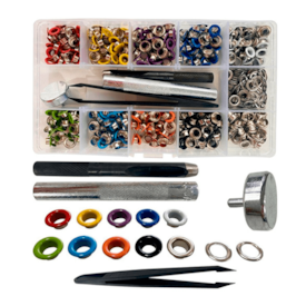 Ilhós Colorido + Aplicador e Vazador para Cartonagem Marpax