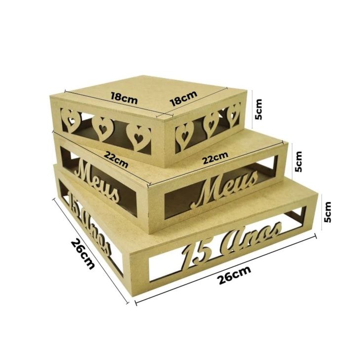 Jogo 3 Bandejas Meus 15 Anos Decoracao Festa MDF Marpax