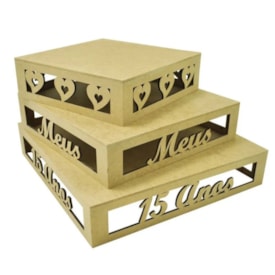Jogo 3 Bandejas Meus 15 Anos Decoracao Festa MDF Marpax