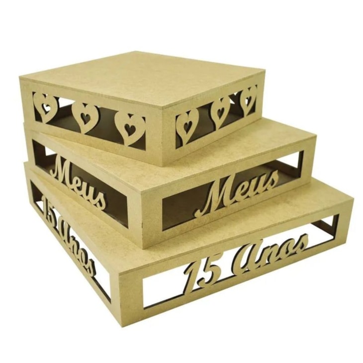 Jogo 3 Bandejas Meus 15 Anos Decoracao Festa MDF Marpax