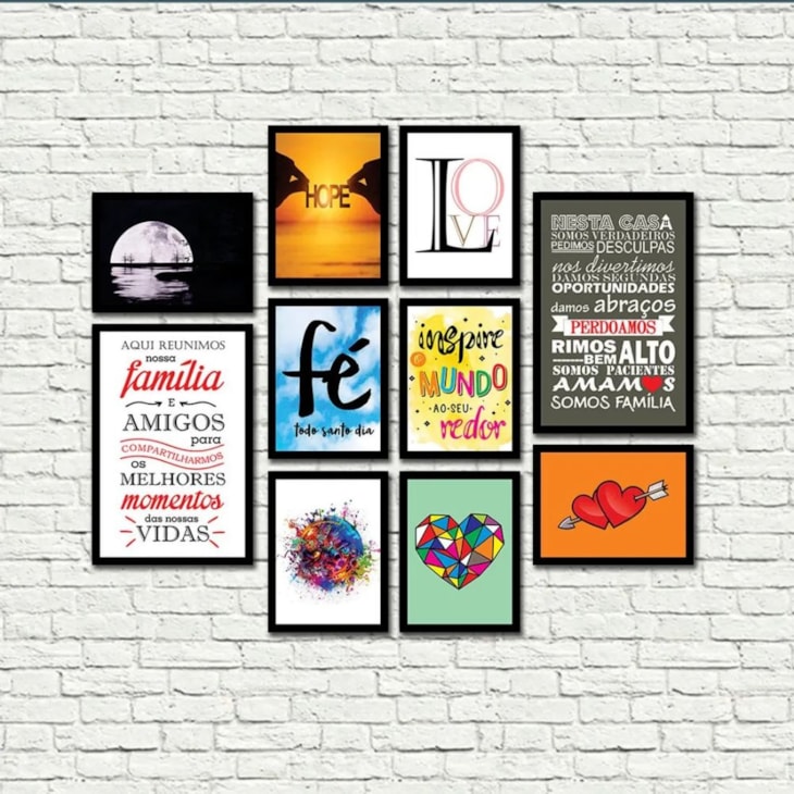 Kit 10 Quadros Decorativos Frases Modelo 2 MDF Adesivado