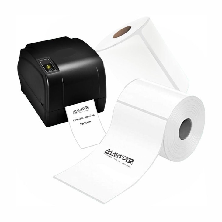 Kit 1500 Etiquetas Adesivas 10x15 Serrilhada + Ribbon Marpax