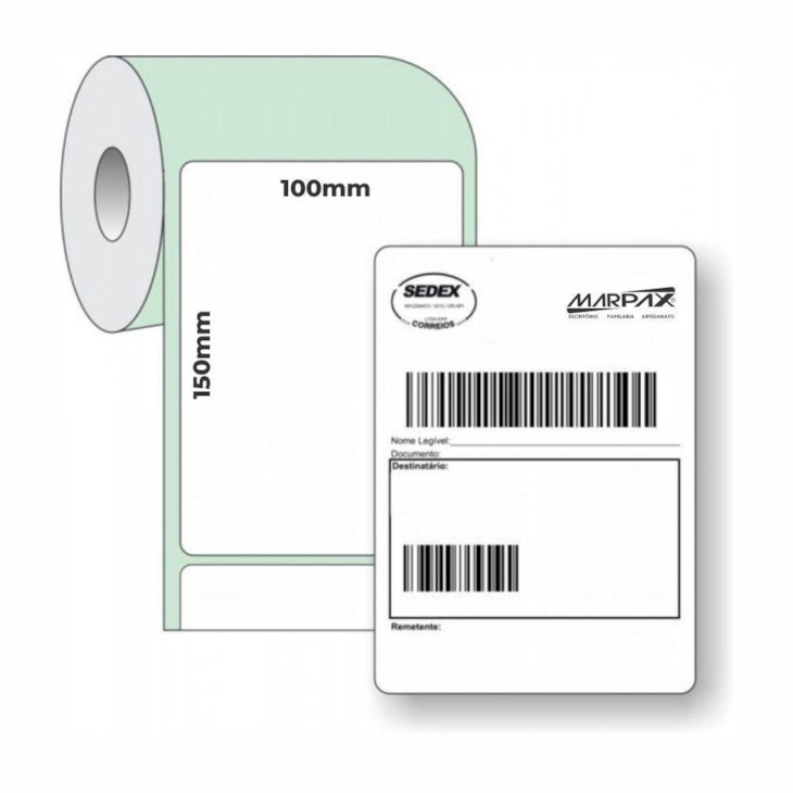Kit 1500 Etiquetas Adesivas 10x15 Serrilhada + Ribbon Marpax