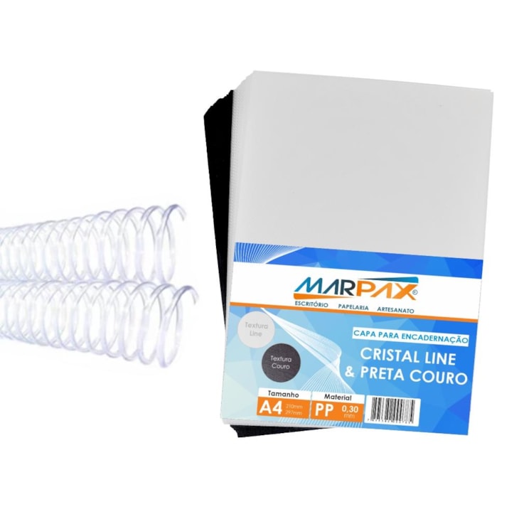 Kit 200 Capas para encadernação A4 + 200 Espirais 9mm