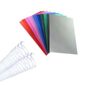 Kit 200 Capas Várias Cores A4 + 200 Espirais Cristal 9mm