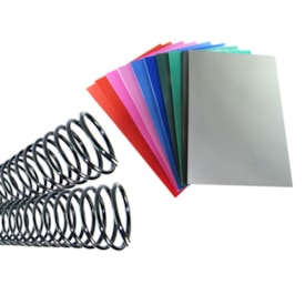 Kit 200 Capas Várias Cores A4 + 200 Espirais Preta 9mm