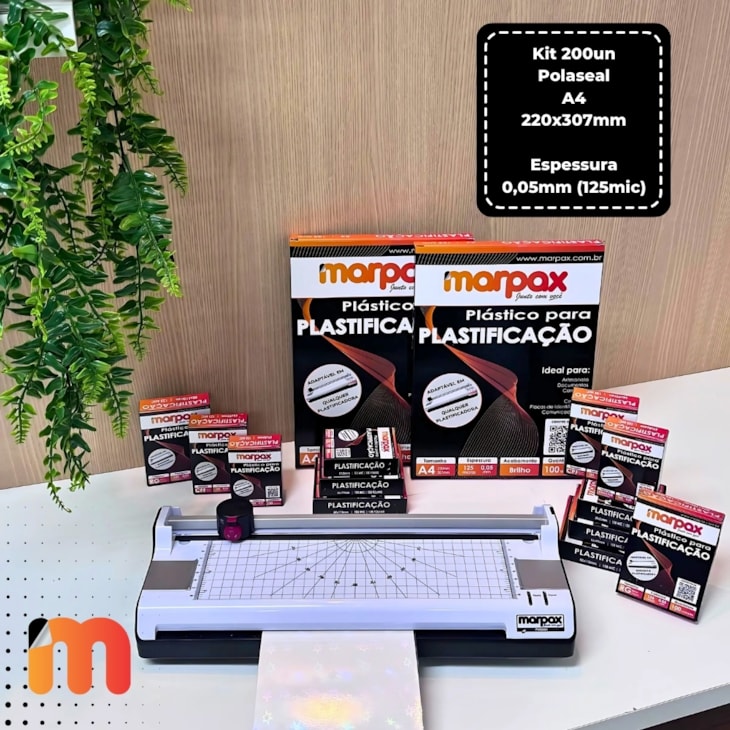 Kit 200un Polaseal A4 0,05mm Plástico para Plastificação