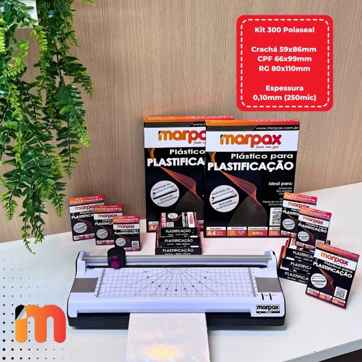 Kit 300 Polaseal Crachá CPF RG 0,10mm para Plastificação