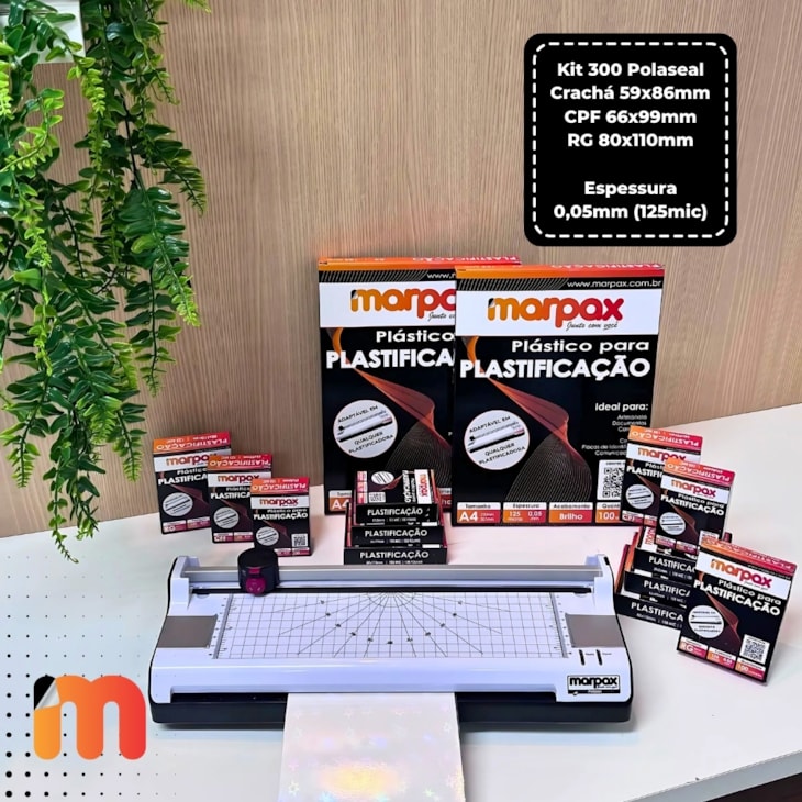 Kit 300 Polaseal Plastificação Crachá RG CPF 0,05mm Marpax